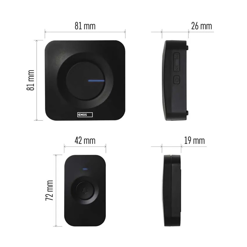 Sonerie wireless EMOS P5728, 52 melodii, 180m, negru