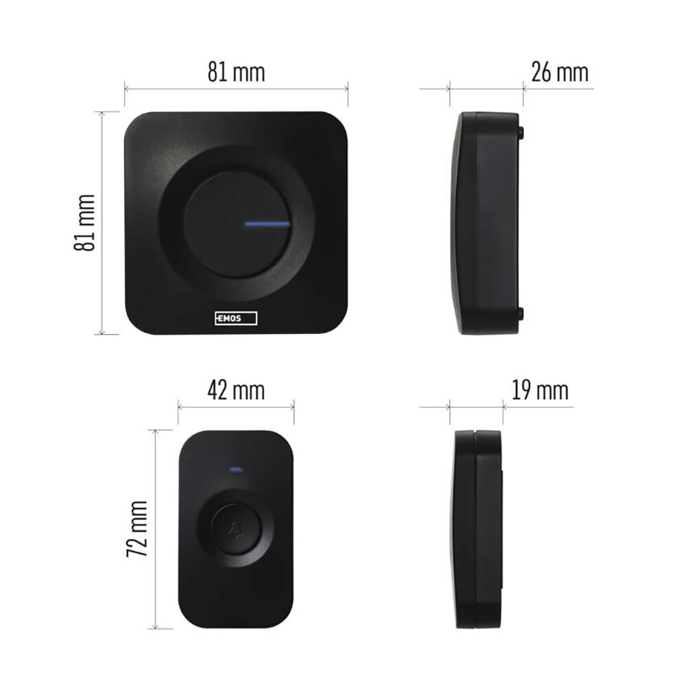 Sonerie wireless EMOS P5730, 52 melodii, 180m, negru