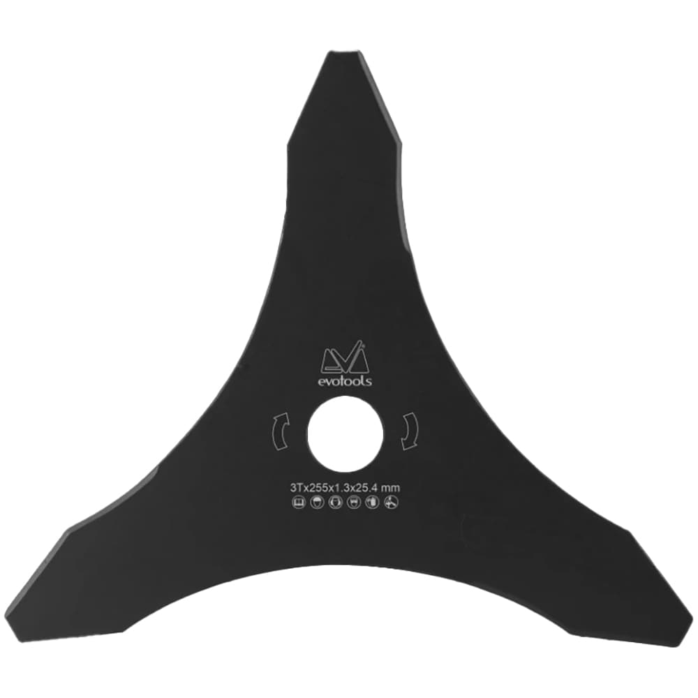 Disc pentru motocositoare EvoTools, 255 mm, 3 cutite, otel dur, negru