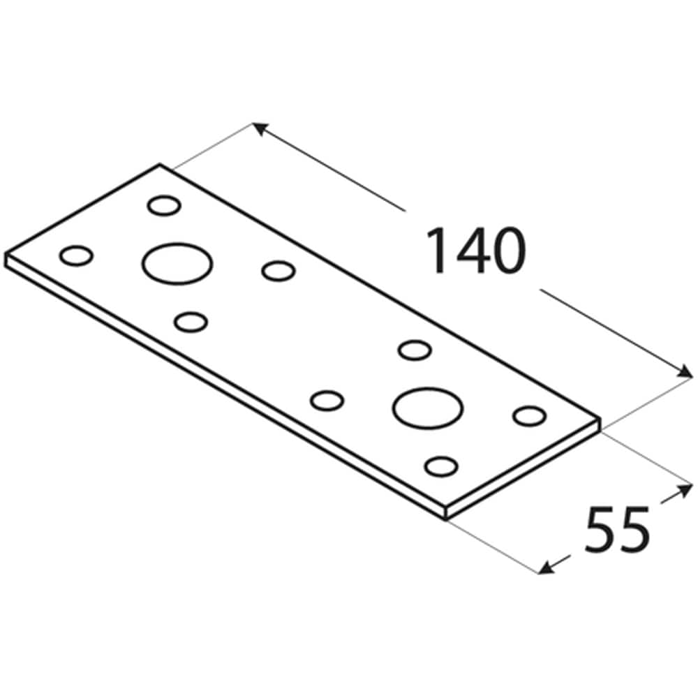 Conector plat DMX 4472, otel, 140 x 55 x 2.5 mm