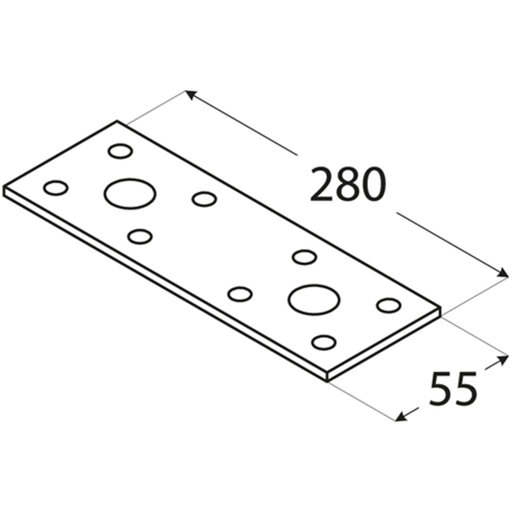 Conector plat DMX 4474, otel, 280 x 55 x 2.5 mm