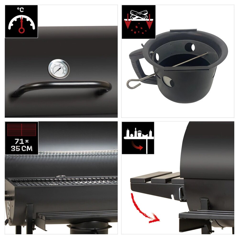 Gratar carbune LANDMANN, metal, negru