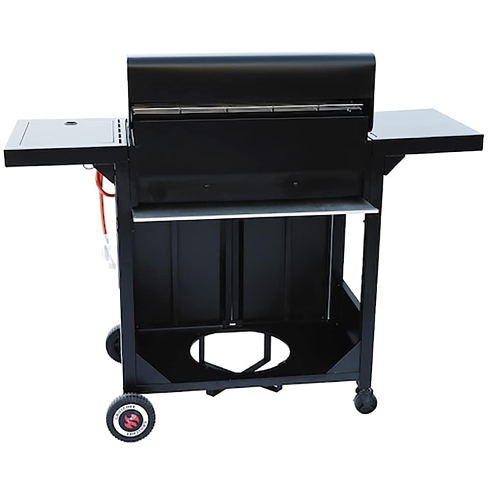 Gratar gaz Rookie 3.1 LANDMANN, 2 arzatoare principale 2 x 2.9 kW + arzator lateral 3.0 kW, suprafata de gatit 48.5 x 37.5 cm, 128.5 x 54 cm, negru