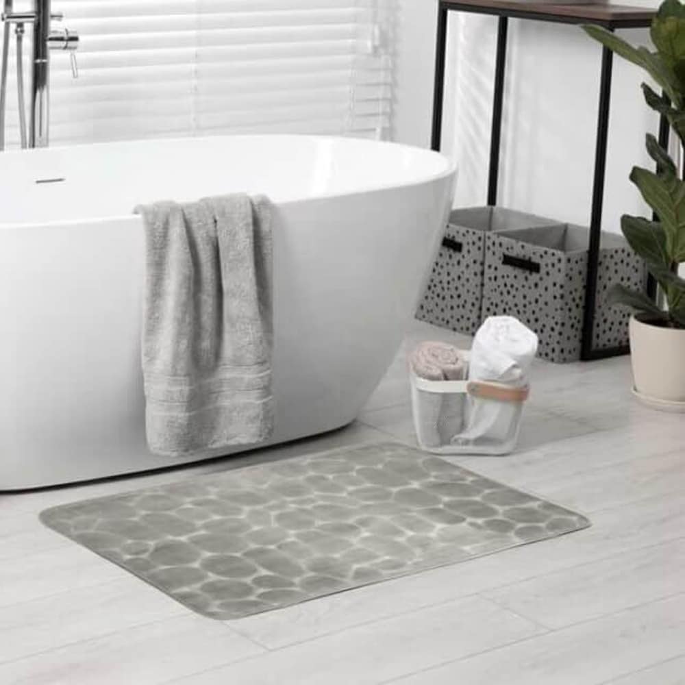 Covoras baie FRANDIS 195674, 50 x 80 cm, model pietre, bej