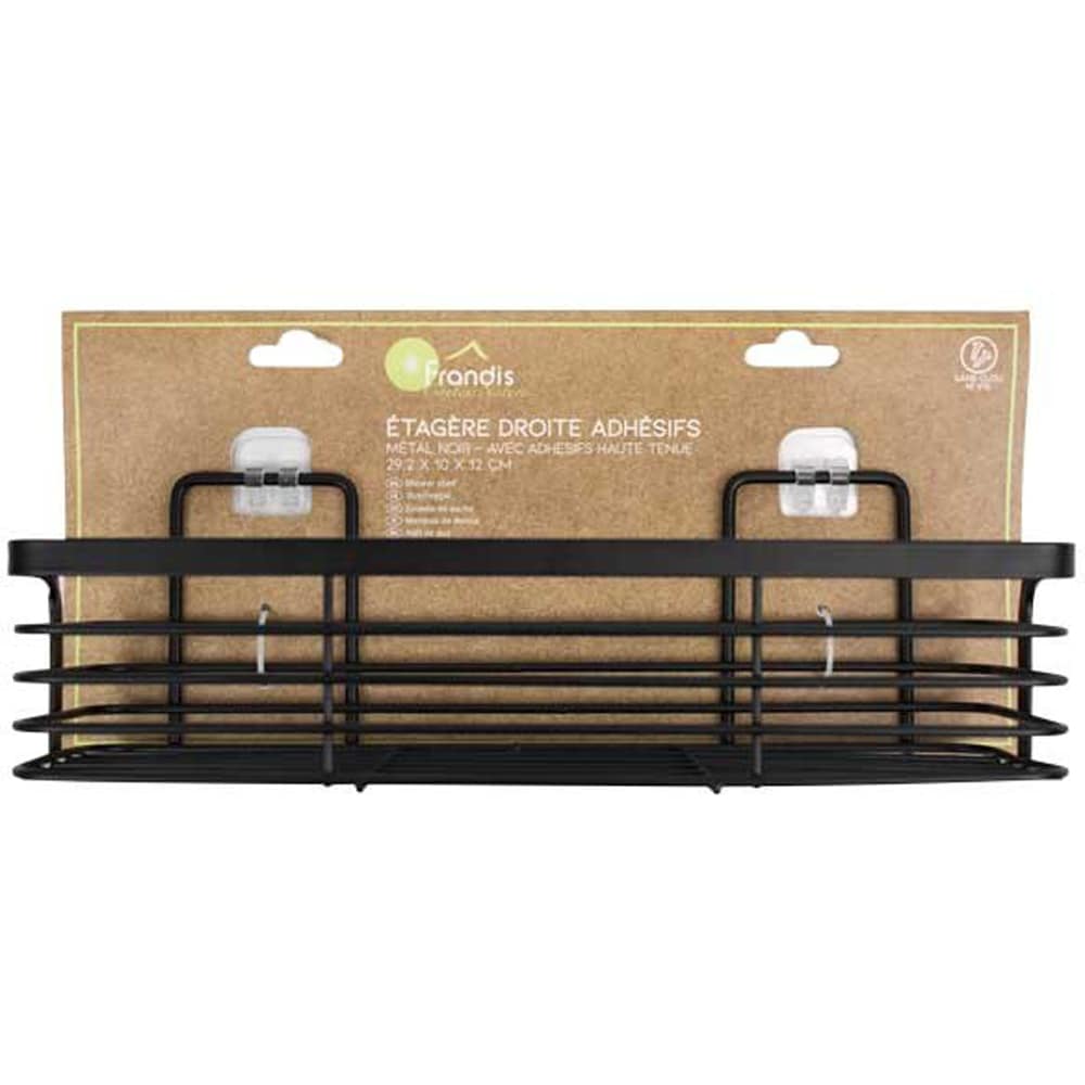 Etajera baie FRANDIS 190343, autoadeziva, metal, negru
