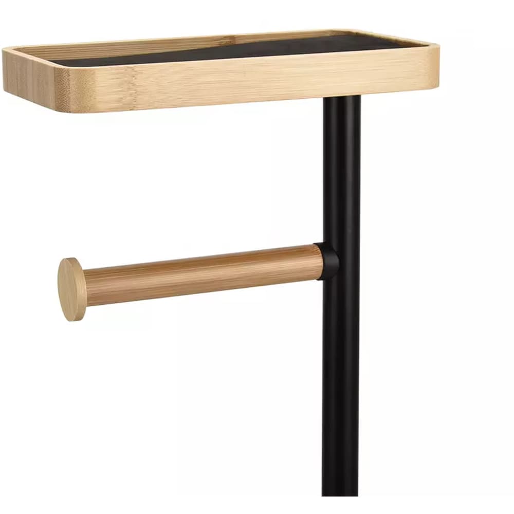 Suport hartie igienica cu perie toaleta FRANDIS 190832, bambus, negru