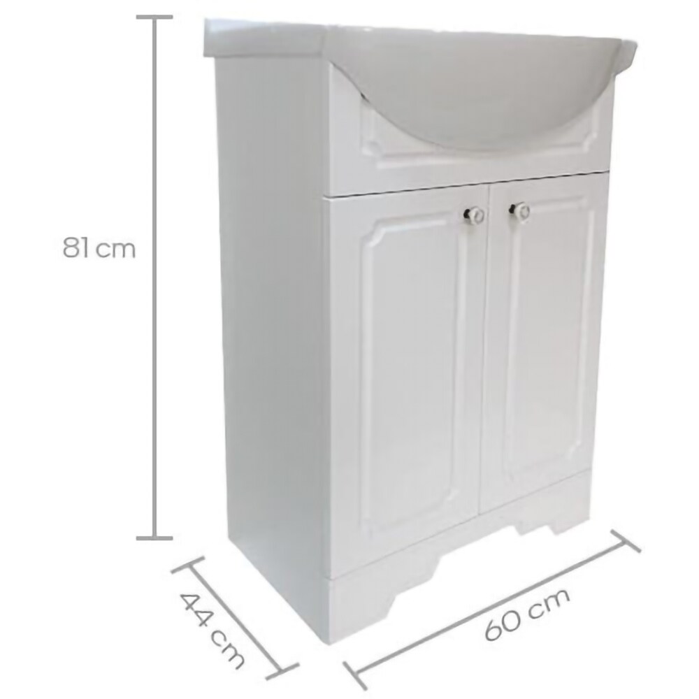 Set baza cu lavoar SANITOP, cu picioare, 60 x 44 x 81 cm, alb