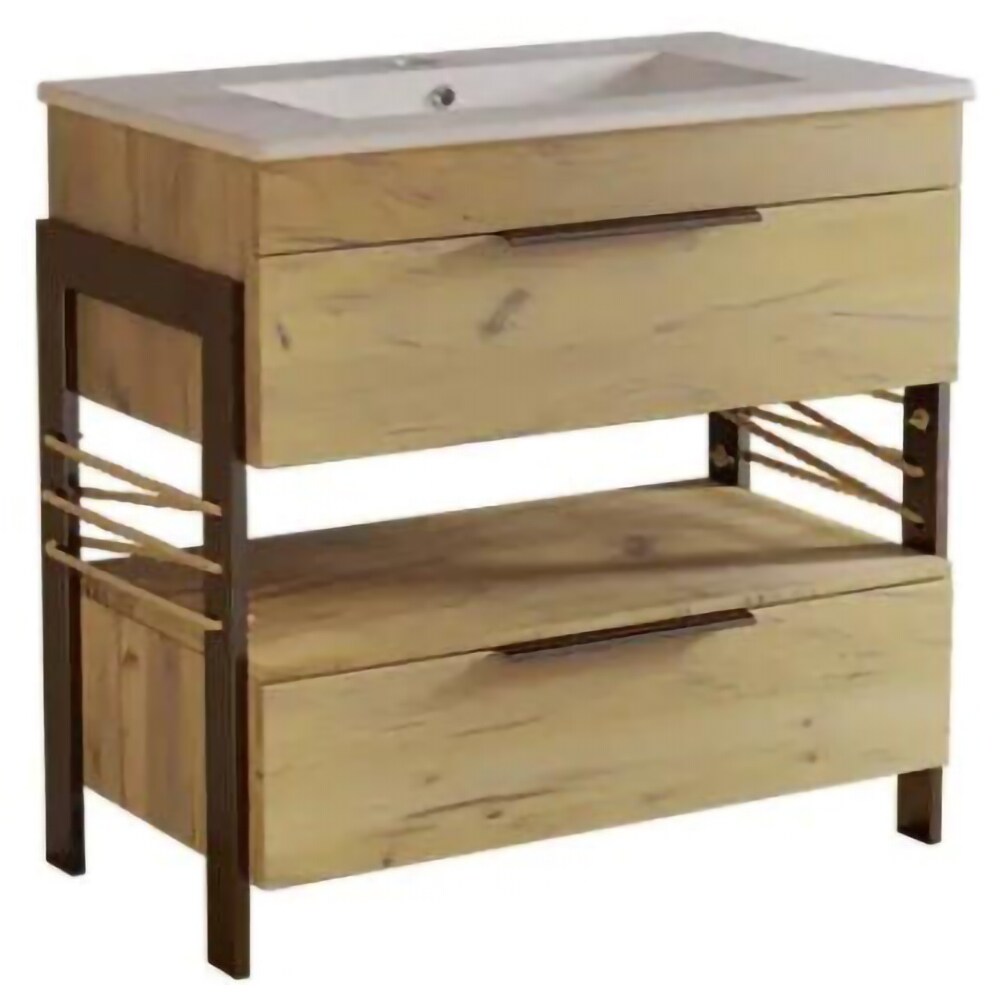 Set baza cu lavoar SANITOP Element, cu picioare, 70 x 45 x 81 cm, lemn