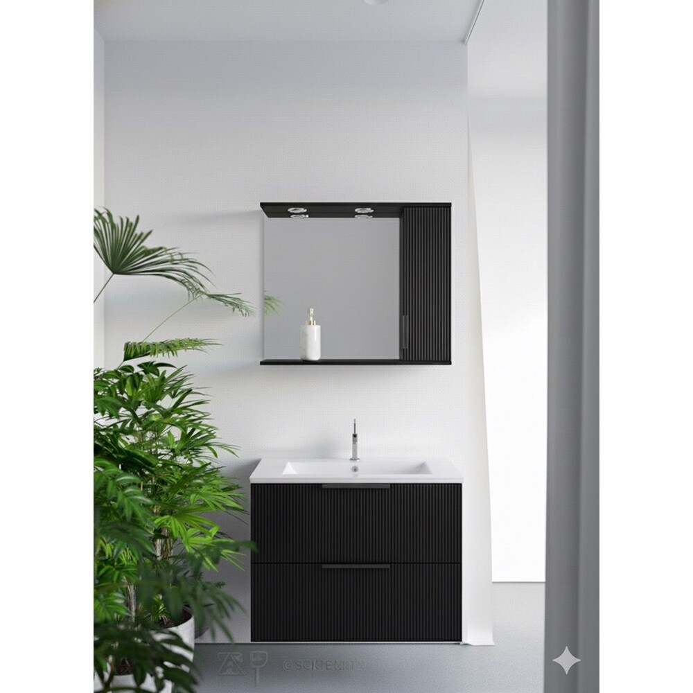 Oglinda baie cu dulap SANITOP Estriado, 60 x 16 x 68 cm, negru