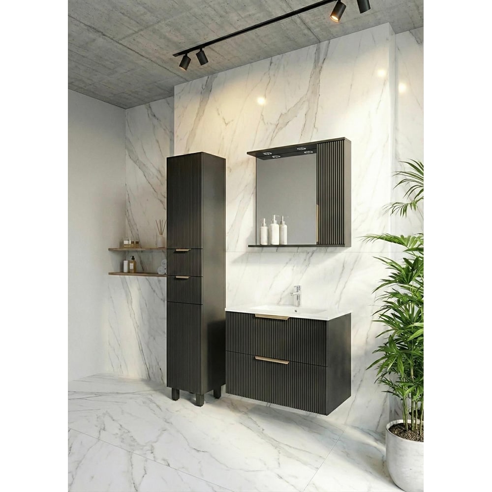 Coloana baie SANITOP Estriado, 35 x 32 x 190 cm, negru