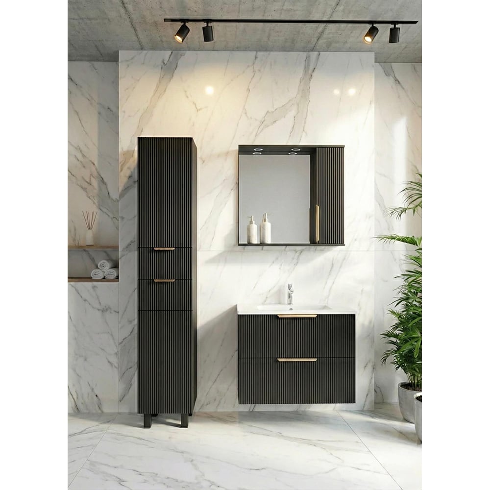 Coloana baie SANITOP Estriado, 35 x 32 x 190 cm, negru