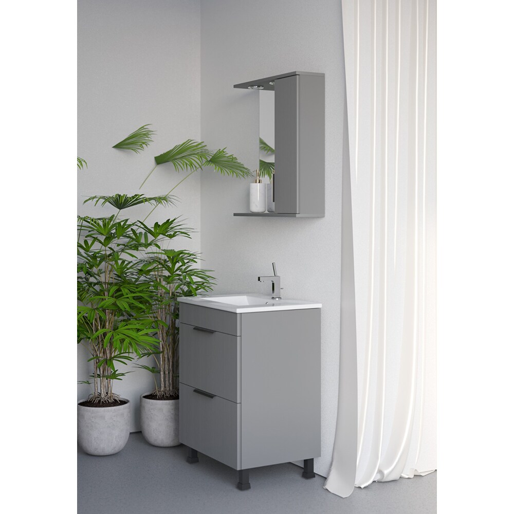 Oglinda baie cu dulap SANITOP Estriado, 60 x 16 x 68 cm, antracit