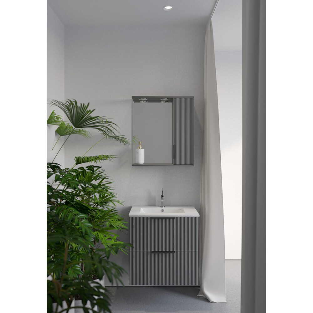 Oglinda baie cu dulap SANITOP Estriado, 60 x 16 x 68 cm, antracit