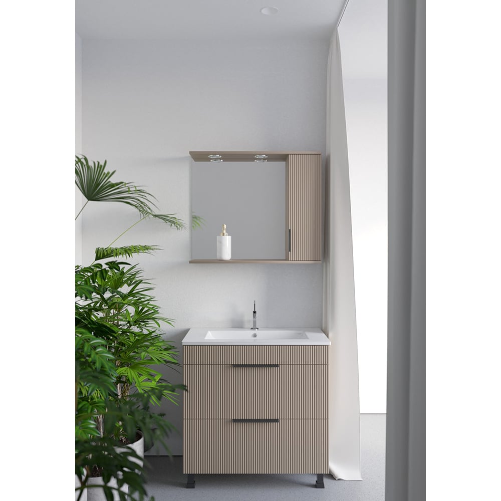 Oglinda baie cu dulap SANITOP Estriado, 80 x 16 x 68 cm, bej