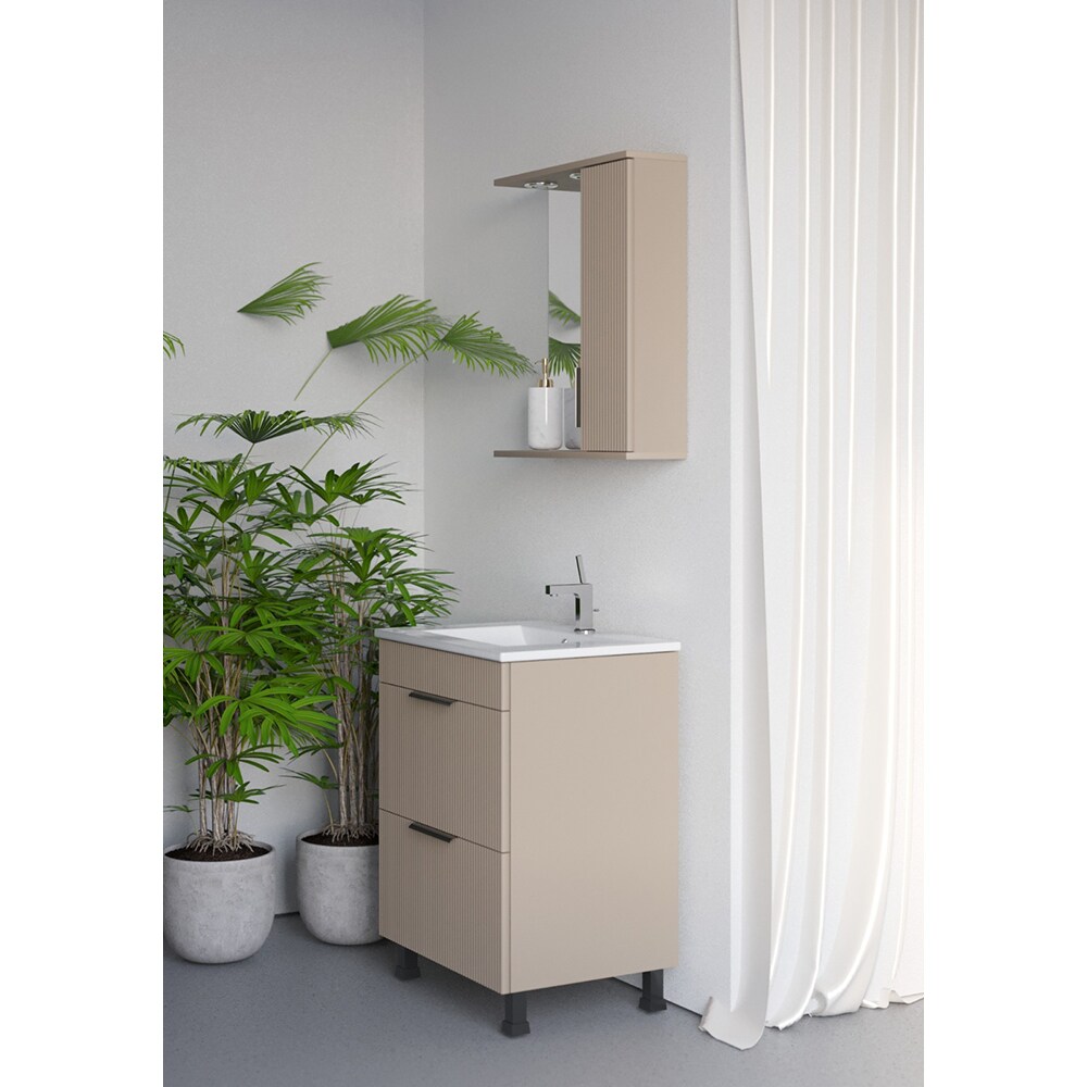 Oglinda baie cu dulap SANITOP Estriado, 80 x 16 x 68 cm, bej