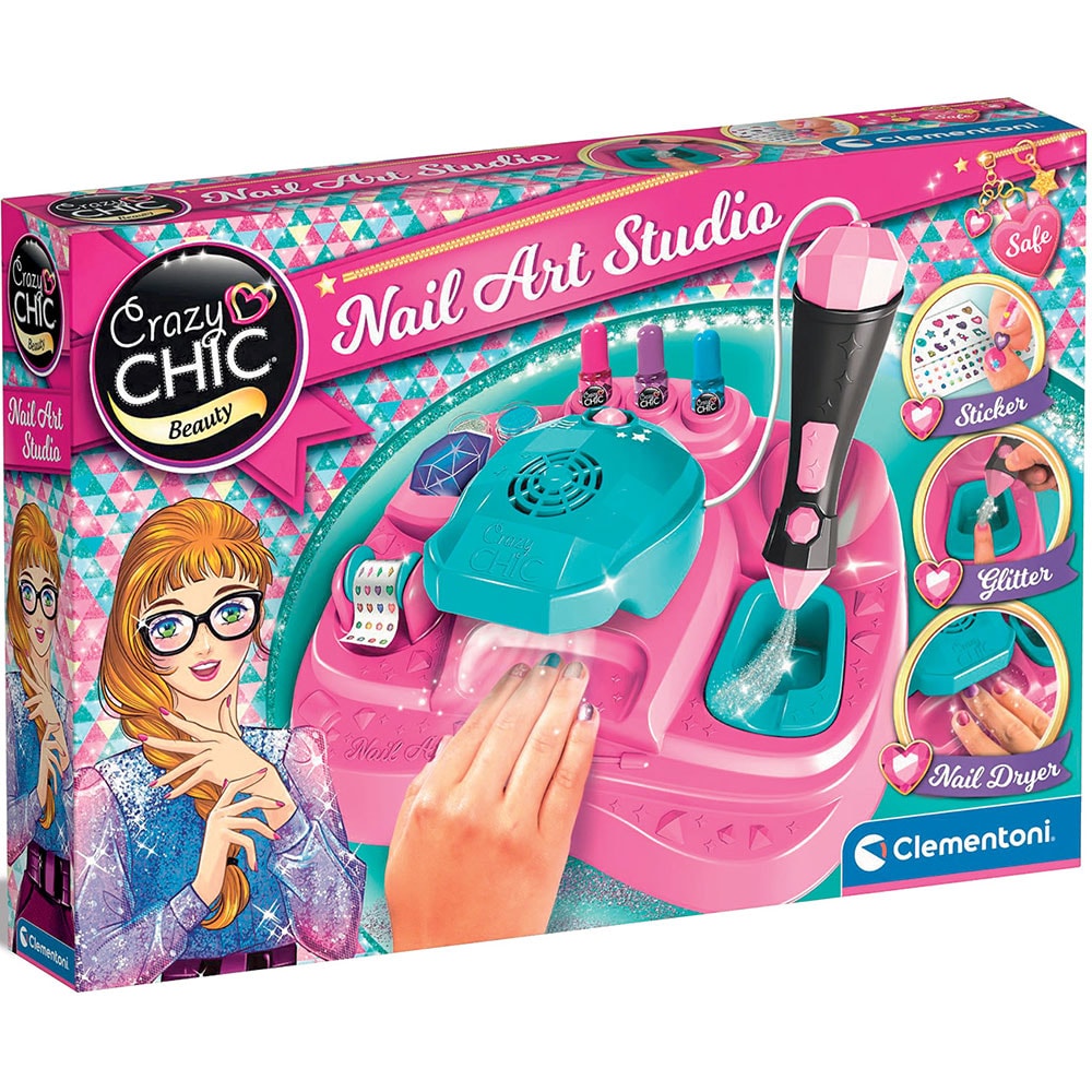 Jucarie de rol CRAZY CHIC Nails Art Studio 102218730, 6 ani+, roz-albastru