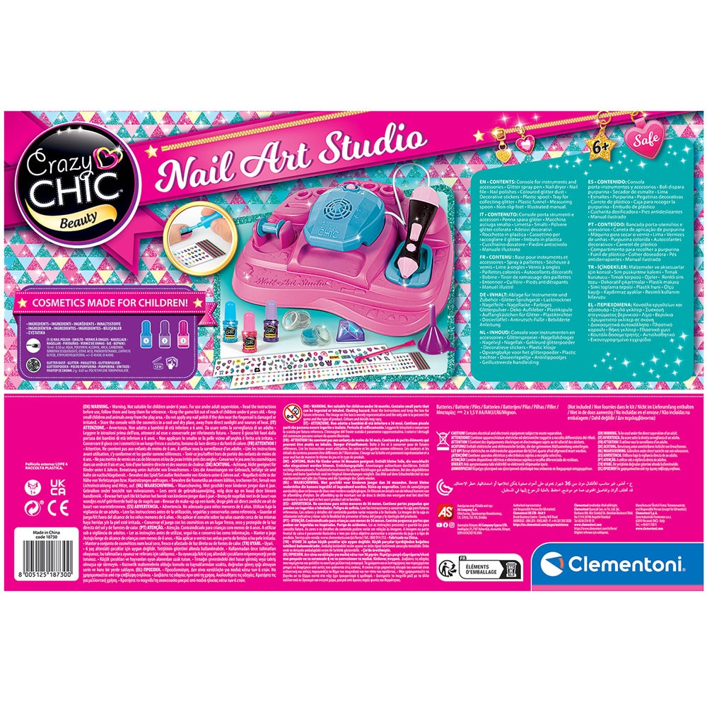 Jucarie de rol CRAZY CHIC Nails Art Studio 102218730, 6 ani+, roz-albastru