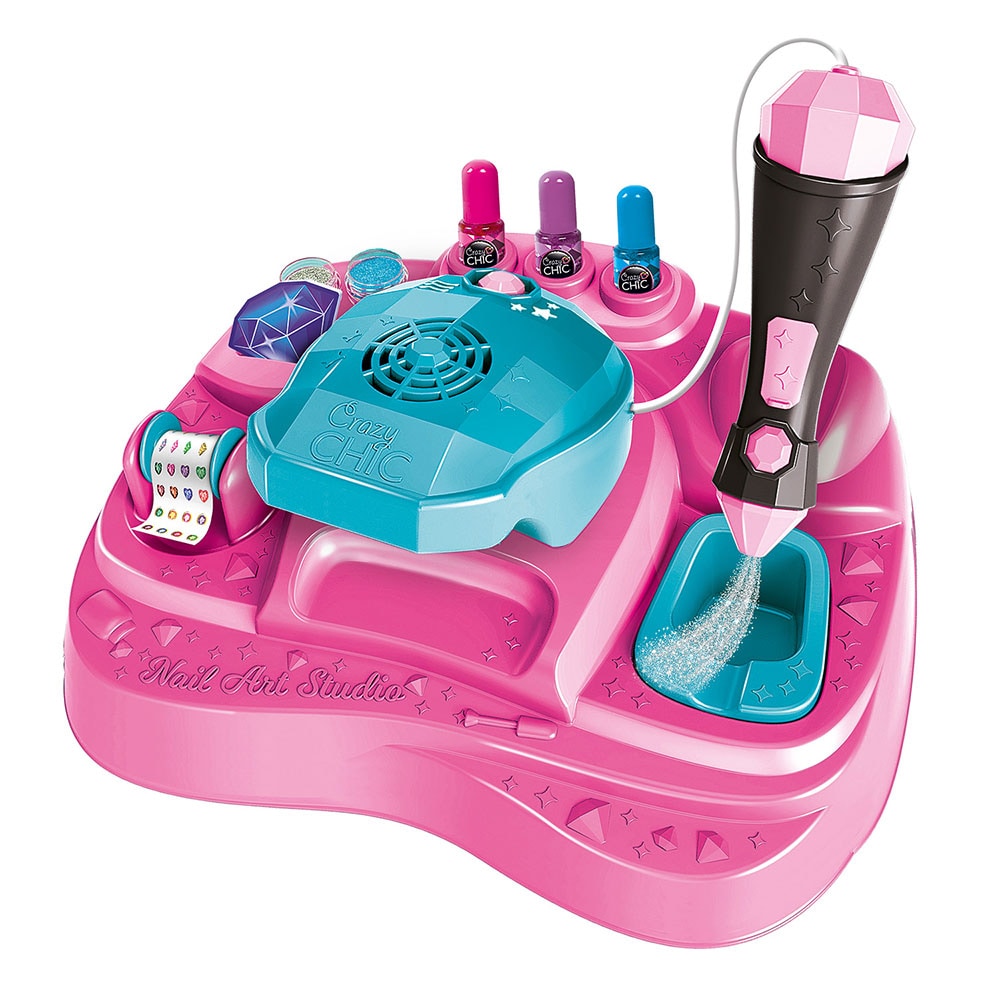 Jucarie de rol CRAZY CHIC Nails Art Studio 102218730, 6 ani+, roz-albastru