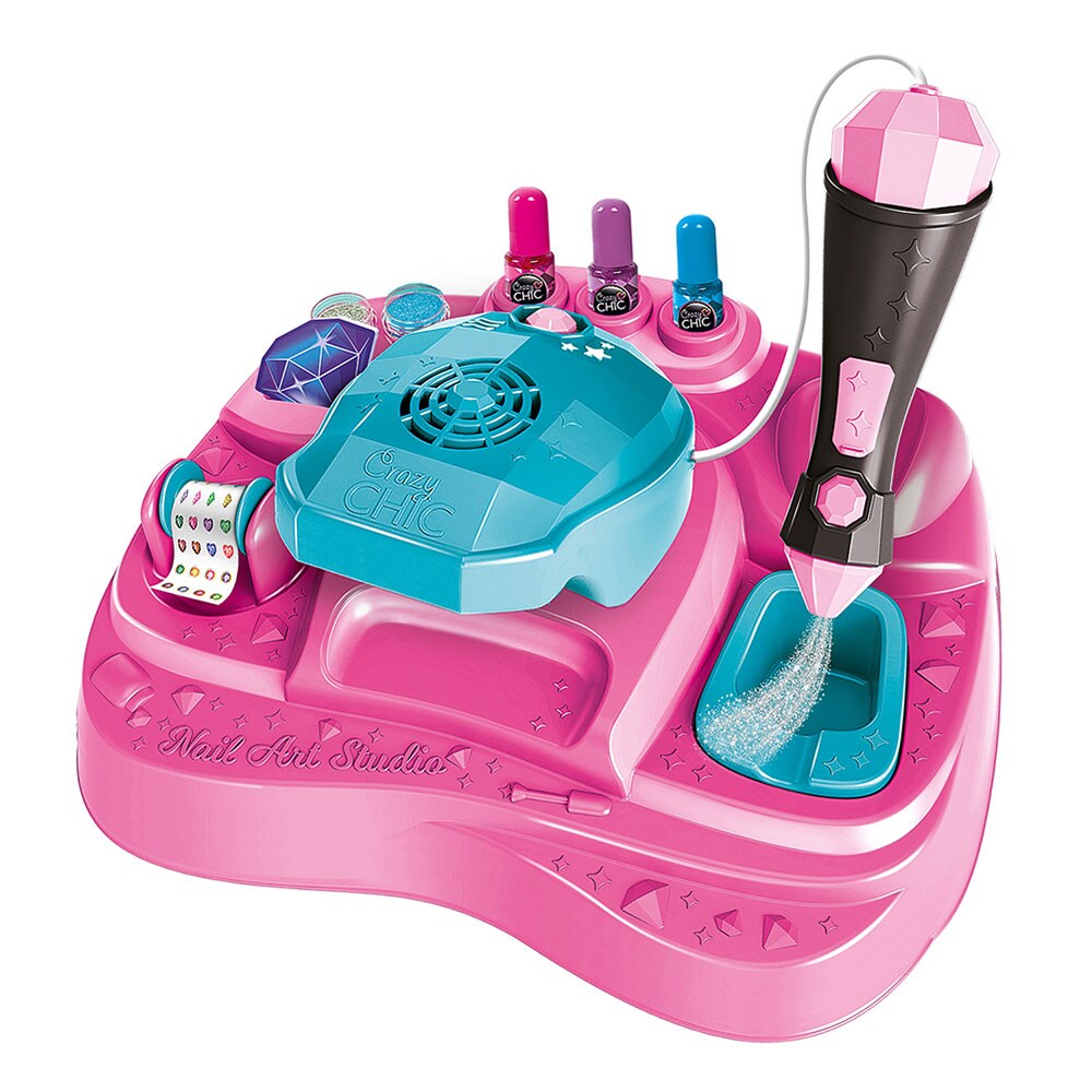 Jucarie de rol CRAZY CHIC Nails Art Studio 102218730, 6 ani+, roz-albastru