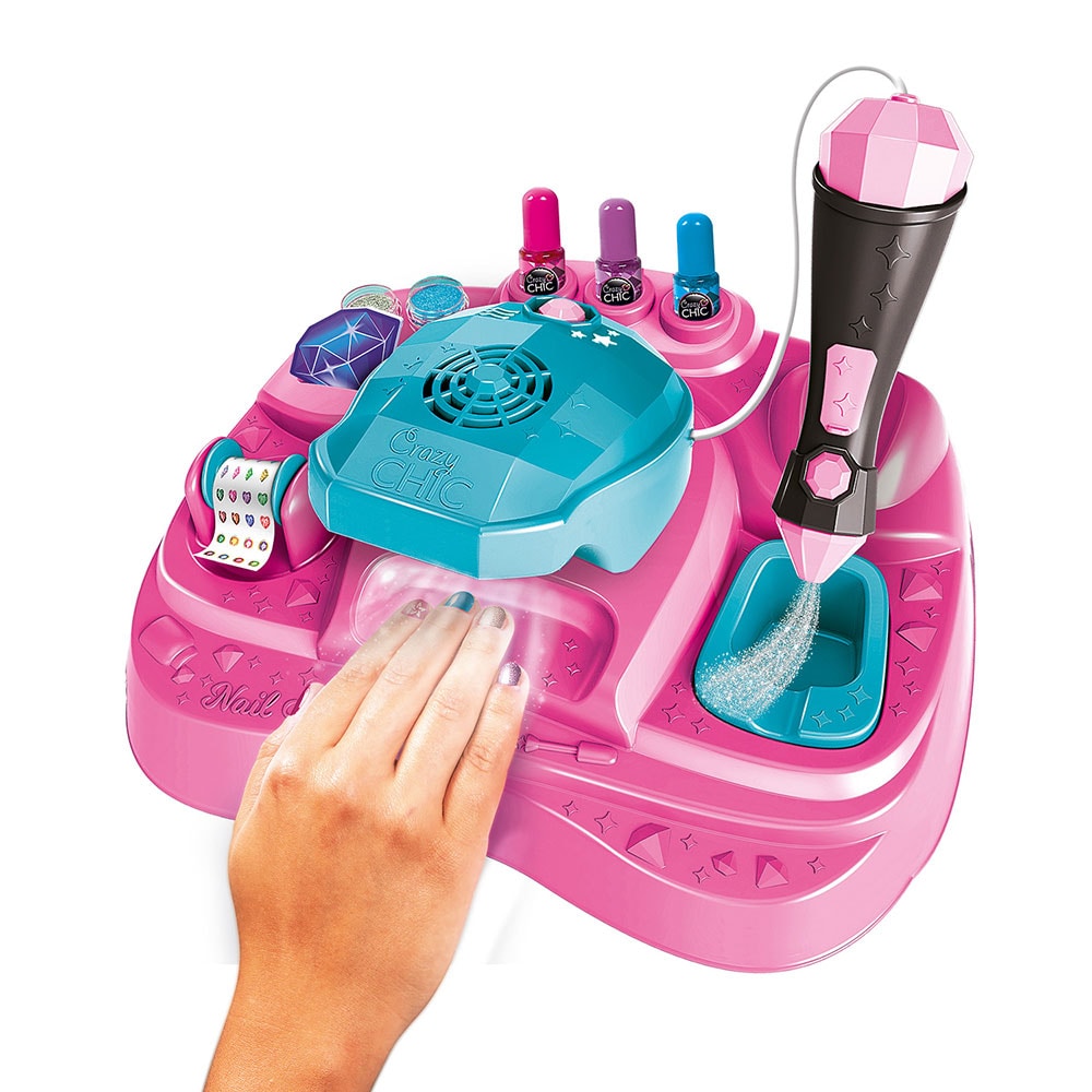 Jucarie de rol CRAZY CHIC Nails Art Studio 102218730, 6 ani+, roz-albastru