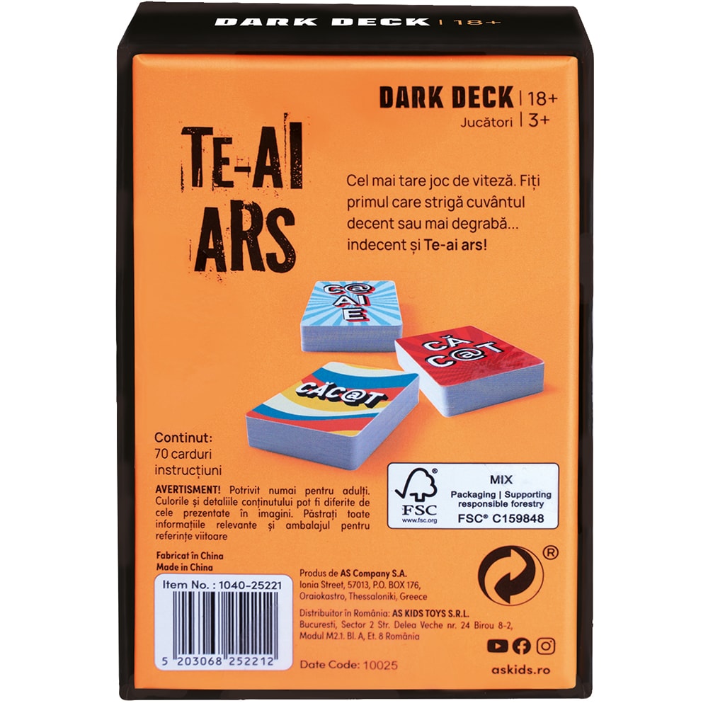 Joc de societate AS GAMES Te-ai Ars 104025221, 18 ani+, 3-6 jucatori