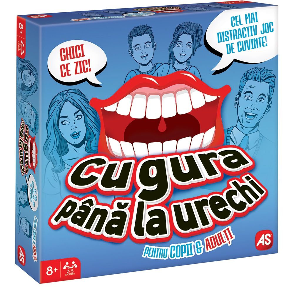 Joc de societate AS GAMES Cu gura pana la urechi pentru copii si adulti 104034170, 8 ani+, 2-5 jucatori
