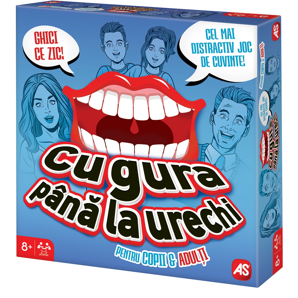 Joc de societate AS GAMES Cu gura pana la urechi pentru copii si adulti 104034170, 8 ani+, 2-5 jucatori
