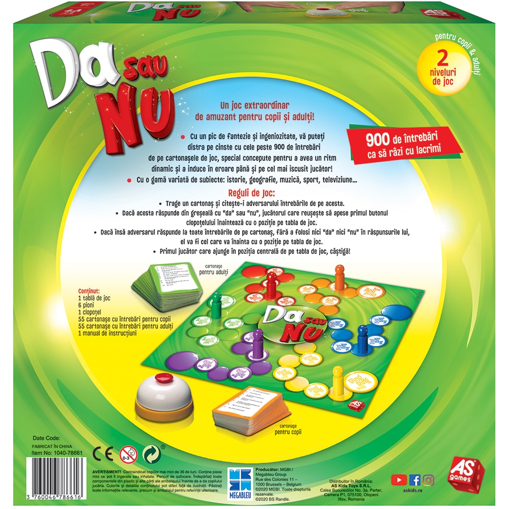 Joc de societate AS GAMES Da sau Nu 104078661, 7 ani+, 2-6 jucatori