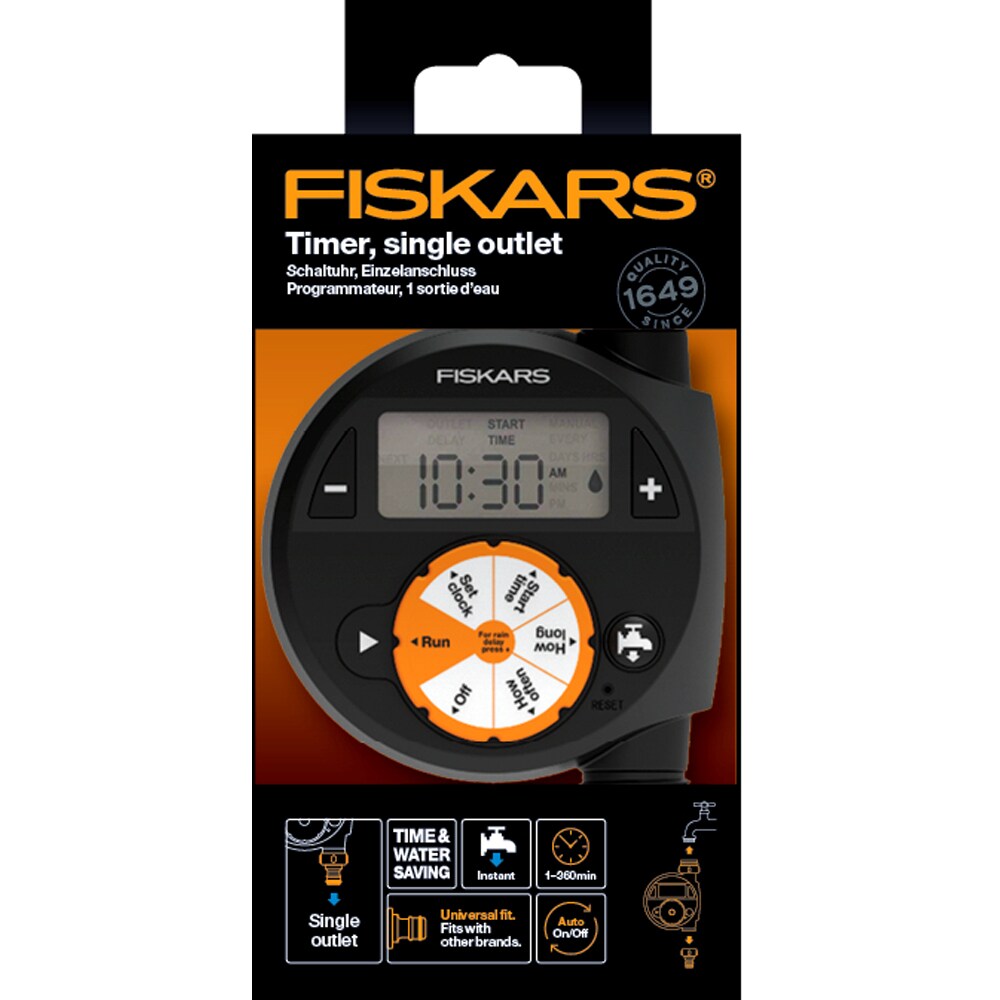 Programator irigare FISKARS, 4 bari, negru