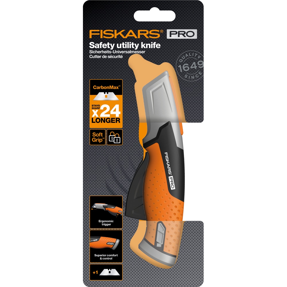 Cutit utilitar FISKARS CarbonMax, metal, negru