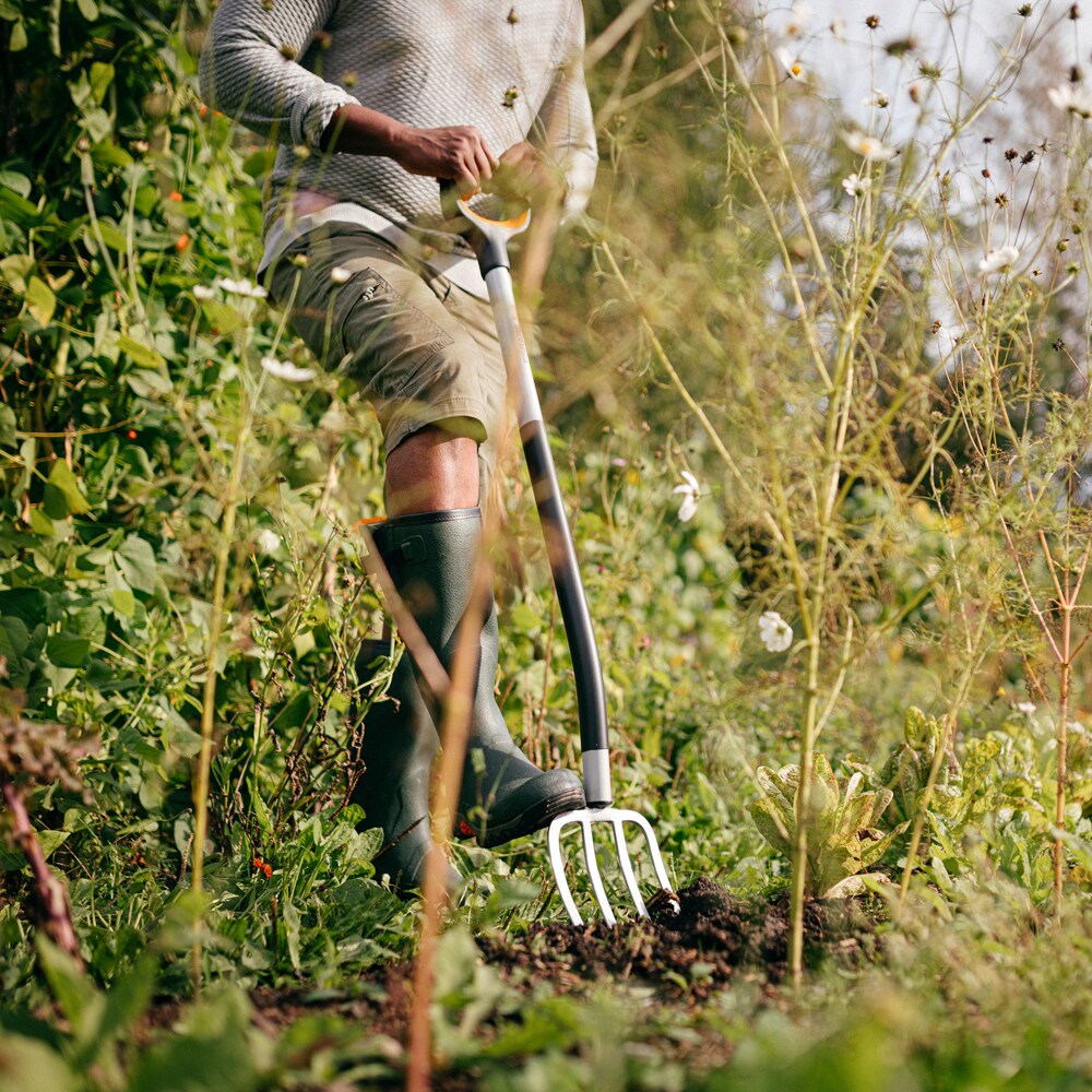 Furca FISKARS Xact, otel, argintiu