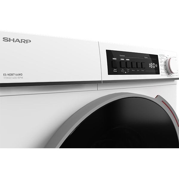 Masina de spalat rufe frontala cu uscator SHARP ES-NDB7144WD-EE, 7/5 kg, 1400rpm, Clasa D/E, alb