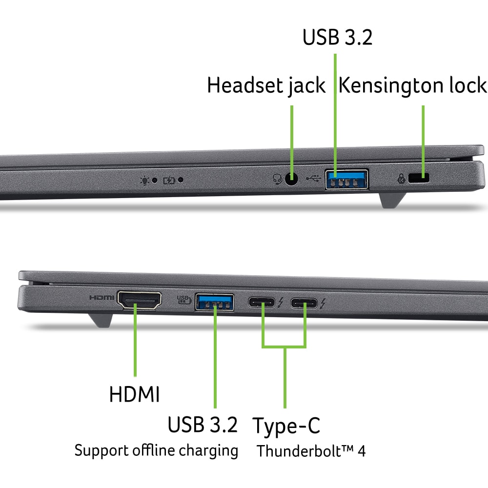 Laptop ACER Aspire 16 AI A16-I71M-76CY, Intel Core Ultra 7 355 pana la 4.7GHz, 16" WUXGA, 16GB, SSD 512GB, Intel Graphics, Windows 11 Home, Steel Gray