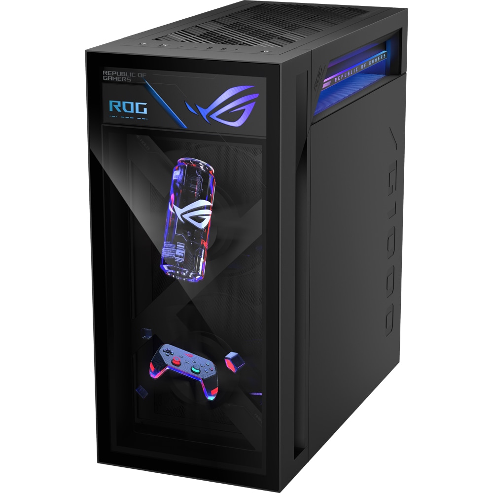 Sistem Desktop PC ASUS DT ROG GM1000TY-R9950X0210, AMD Ryzen 9 9950X3D pana la 5.3GHz, 64GB, SSD 4TB, NVIDIA GeForce RTX 5080 16GB, Free DOS