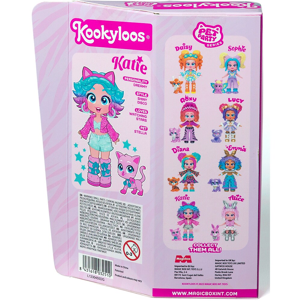 Papusa KOOKYLOOS Pets party - Katie 1100029668, 3 ani+, multicolor