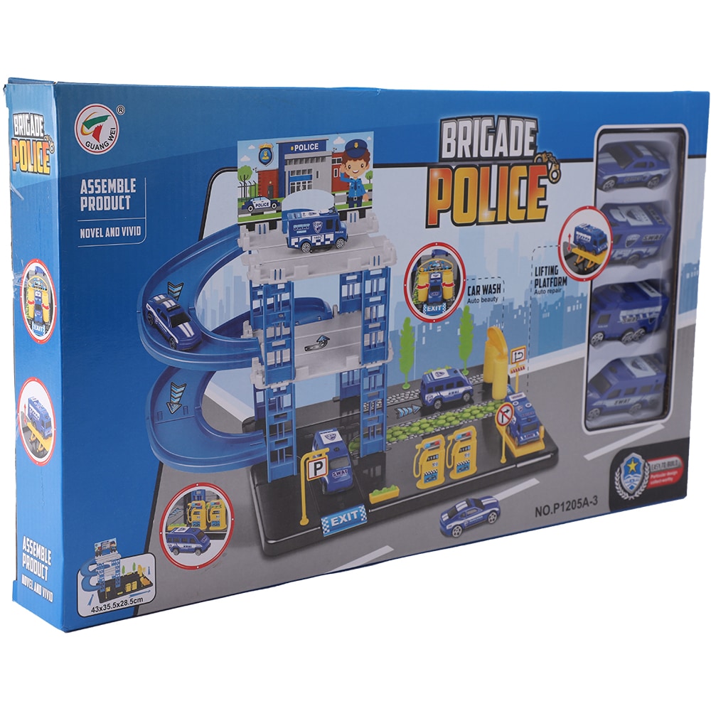 Set IZ TOYS Statie de politie cu parcare 1100037297, 3 ani+, multicolor