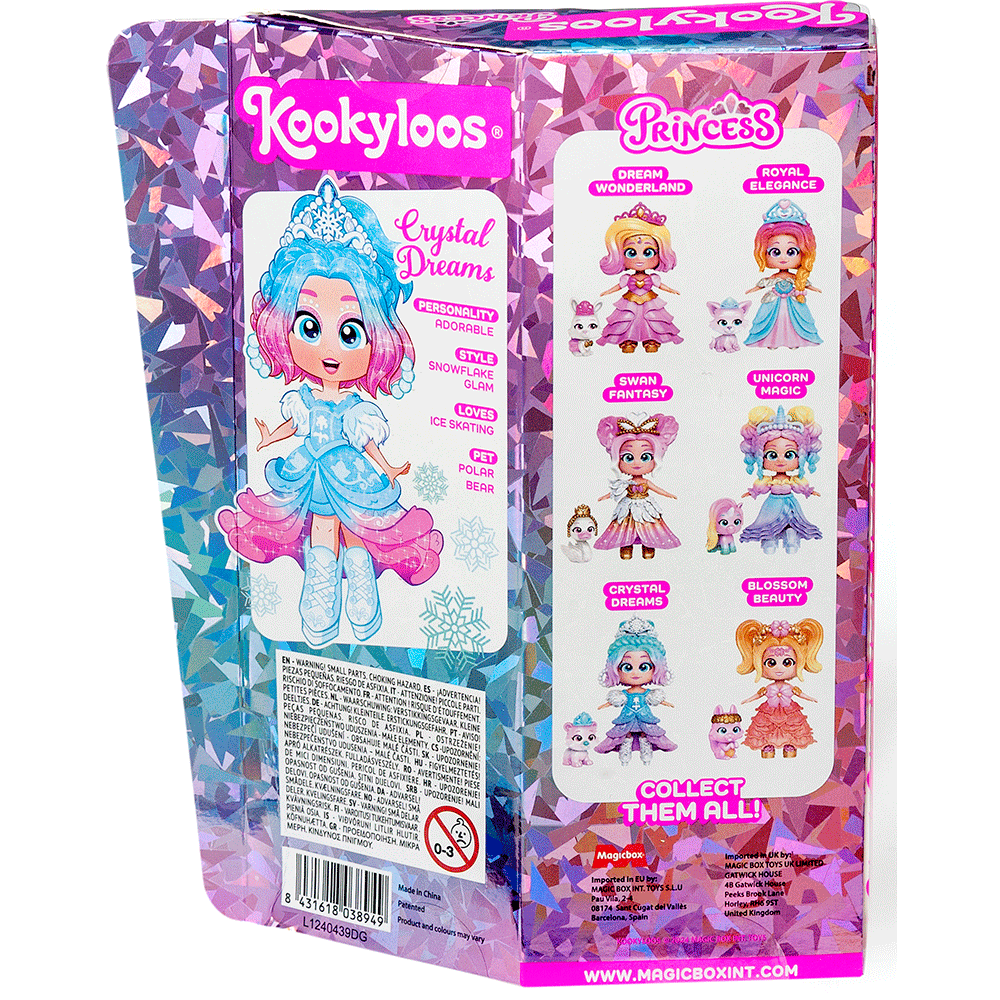 Papusa KOOKYLOOS Princess - Crystal Dreams 1100038336, 3 ani+, albastru-roz