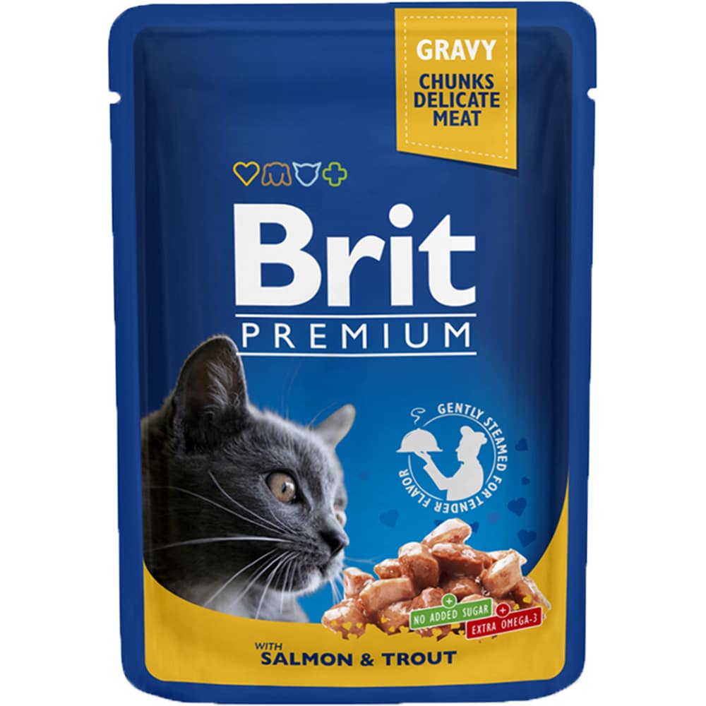 Hrana umeda pentru pisici BRIT Premium, Adult, Peste, 24 x 100 g
