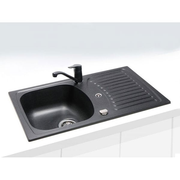 Chiuveta bucatarie ALVEUS Record 30, 1 cuva, picurator reversibil, compozit granit, negru