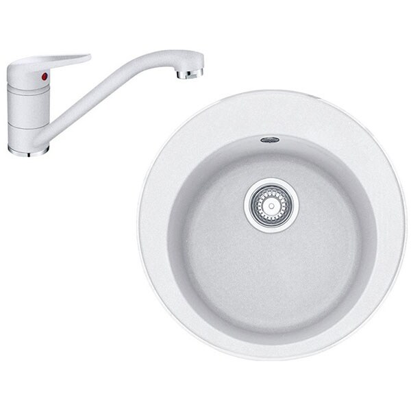 Pachet chiuveta FRANKE ROG 610, 1 cuva, granit + Baterie Novara Plus, alb