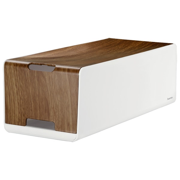 Caseta pentru organizare cabluri HAMA Woodstyle Maxi 116219, alb-maro