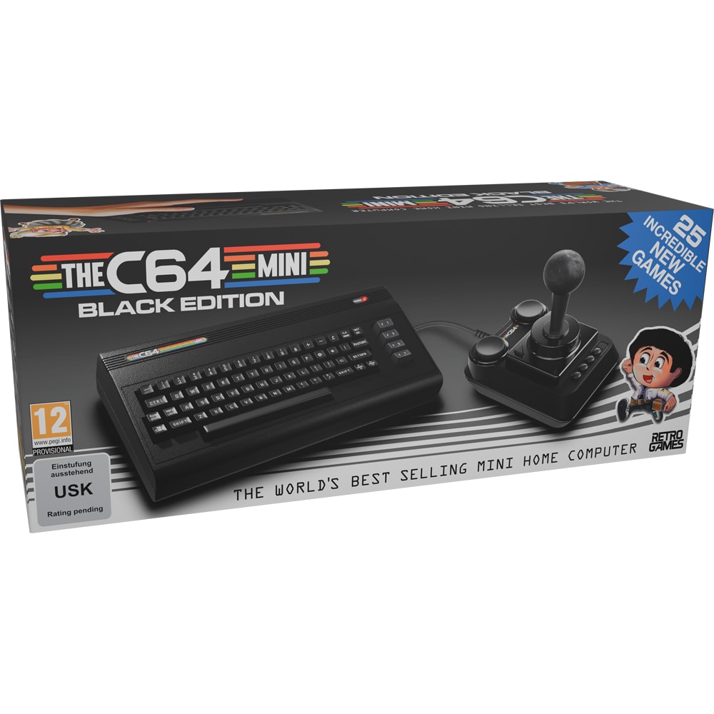 Consola retro The C64 Mini, 25 jocuri, negru