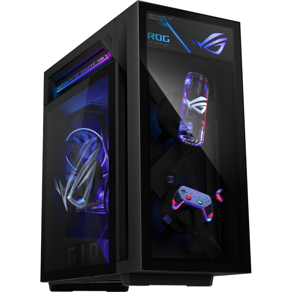 Sistem Desktop PC ASUS DT ROG GM1000TY-R9950X0210, AMD Ryzen 9 9950X3D pana la 5.3GHz, 64GB, SSD 4TB, NVIDIA GeForce RTX 5080 16GB, Free DOS