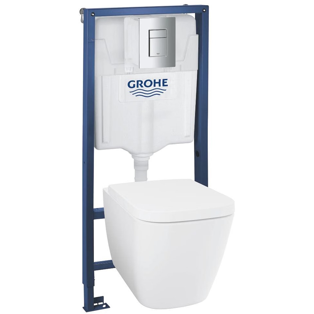 Set vas WC suspendat GROHE Rapid SL 4in1 BauEdge 120184SH00, ceramica, rezervor 3-6l, capac SoftClose, clapeta actionare, alb