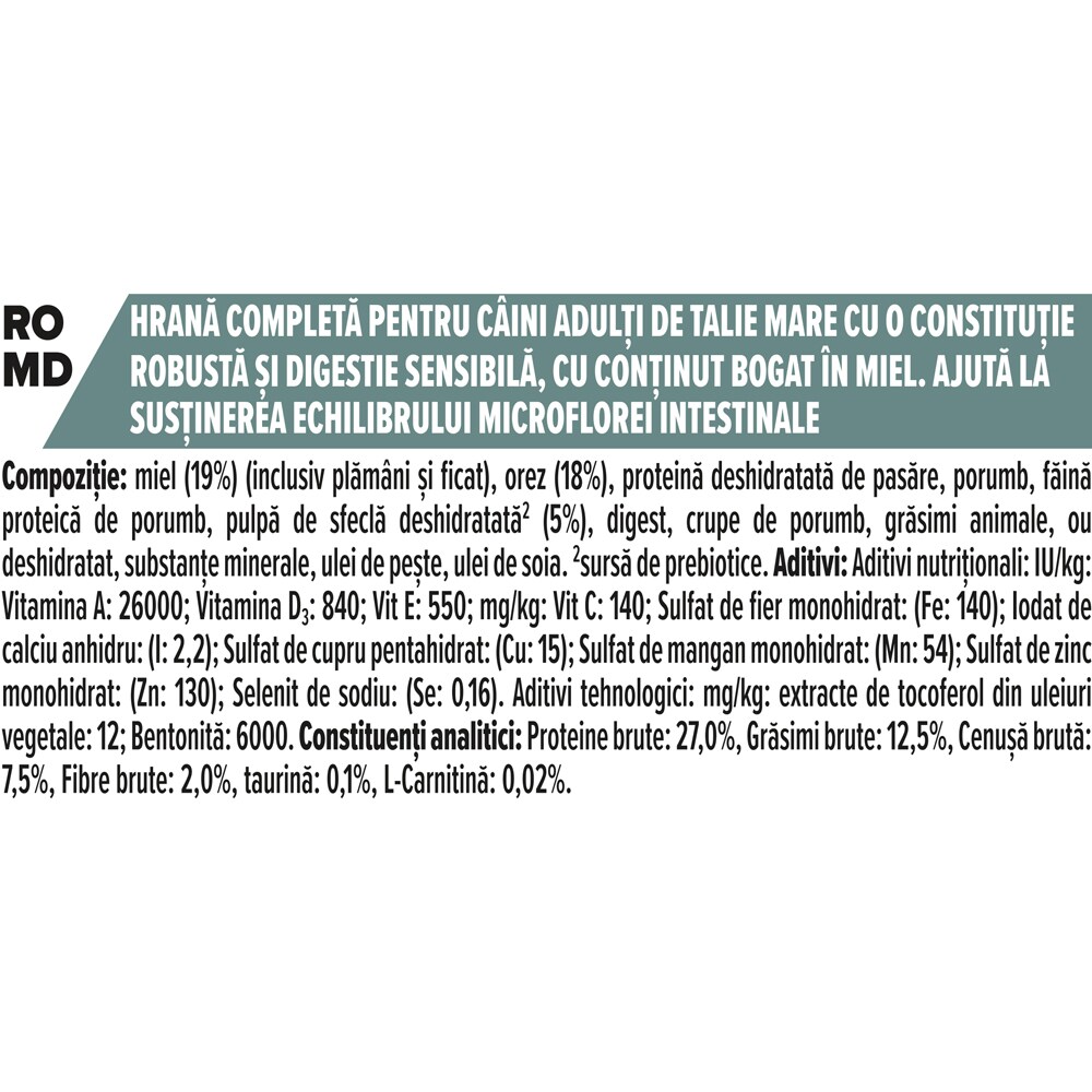 Hrana uscata pentru caini PURINA PRO PLAN Sensitive Digestion Large Robust, Adult, Miel, 14 kg