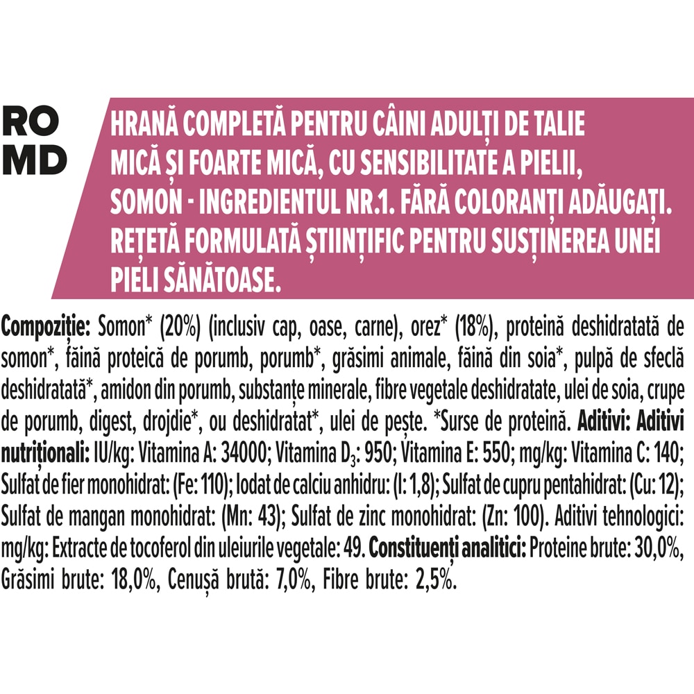 Hrana uscata pentru caini PURINA PRO PLAN Sensitive Skin Small & Mini, Adult, Somon, 7 kg