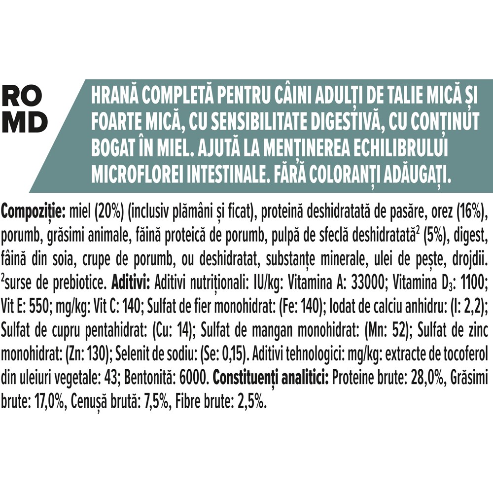 Hrana uscata pentru caini PURINA PRO PLAN Sensitive Digestion Small & Mini, Adult, Miel, 7 kg