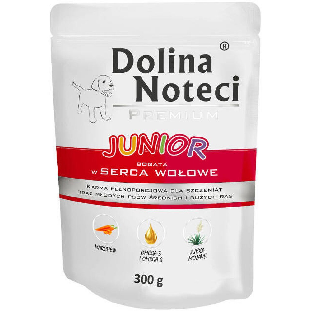 Hrana umeda pentru caini DOLINA NOTECI Premium, Junior, Vita, 10 x 300 g