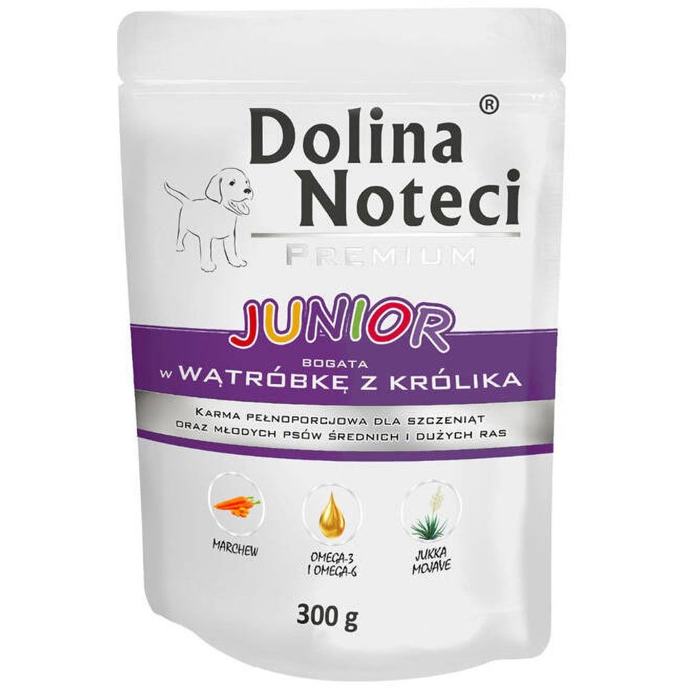 Hrana umeda pentru caini DOLINA NOTECI Premium, Junior, Iepure, 10 x 300 g