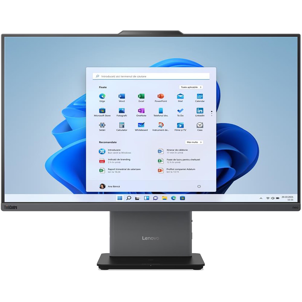 Sistem PC All in One LENOVO ThinkCentre neo 50a 27 Gen 5, Intel Core 7 240H pana la 5.2GHz, 27" Full HD Touch, 32GB, SSD 1TB, Intel Graphics, Windows 11 Pro, Luna Grey